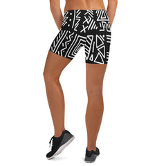 African Print Fitness Shorts | Black and White | Rhythms - Love Africa Print