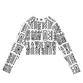 African Print Long Sleeve Crop Top | Black and white | Nomadic - Love Africa Print