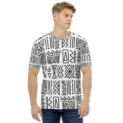 African Print Men’s Crew Neck T-Shirt | Black and White | Nomadic - Love Africa Print
