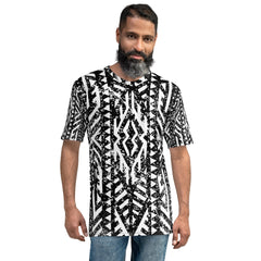 African Print Men’s Crew Neck T-Shirt | Black and White | Oasis - Love Africa Print