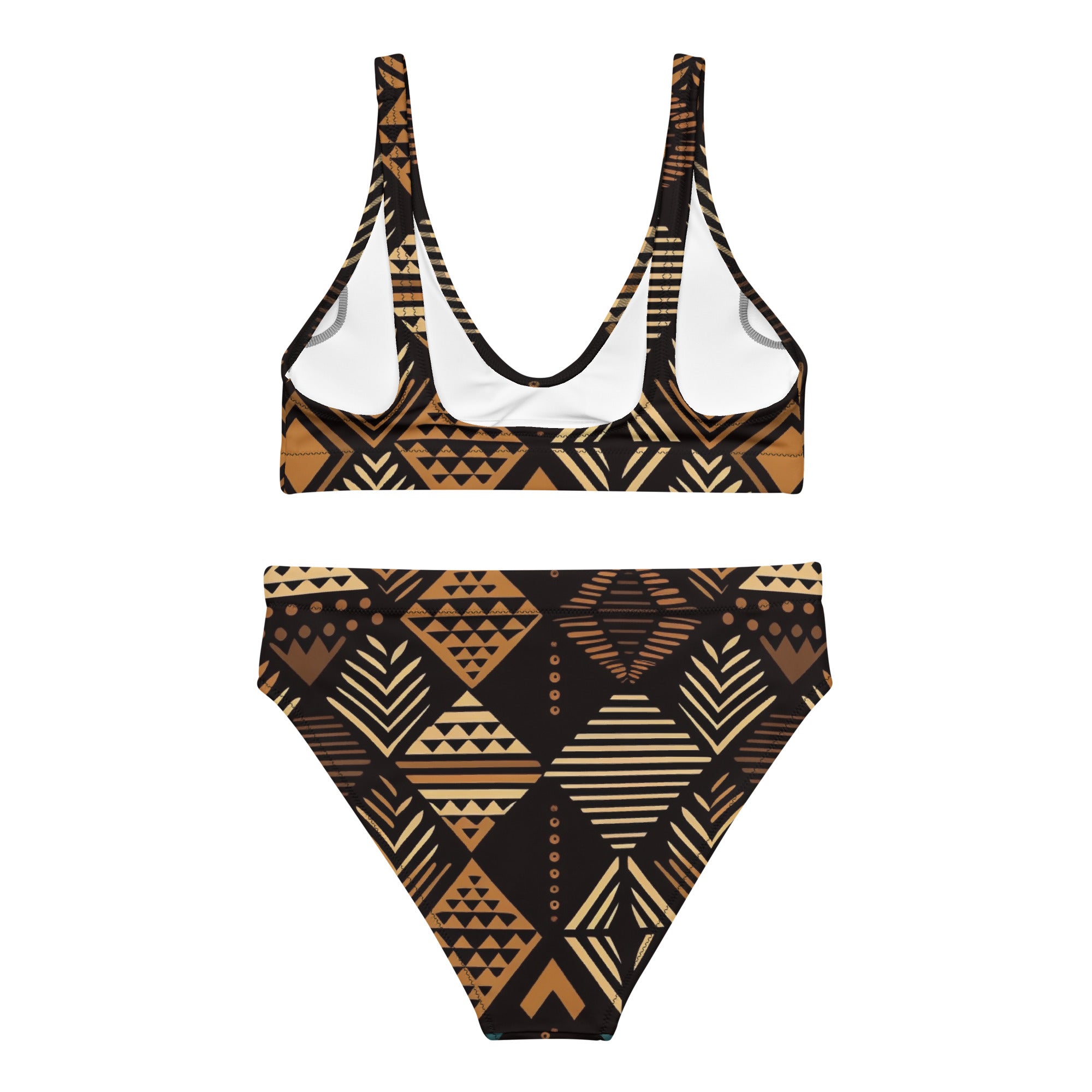 African Print High Waisted Bikini Set | Earth Tones | Medina