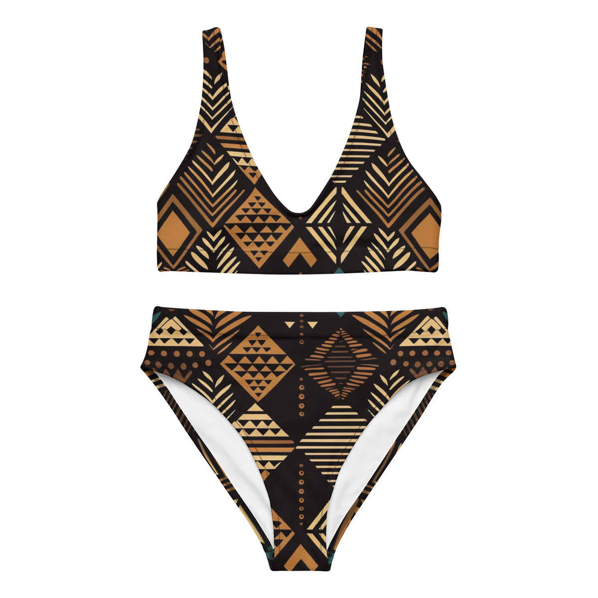 African Print High Waisted Bikini Set | Earth Tones | Medina