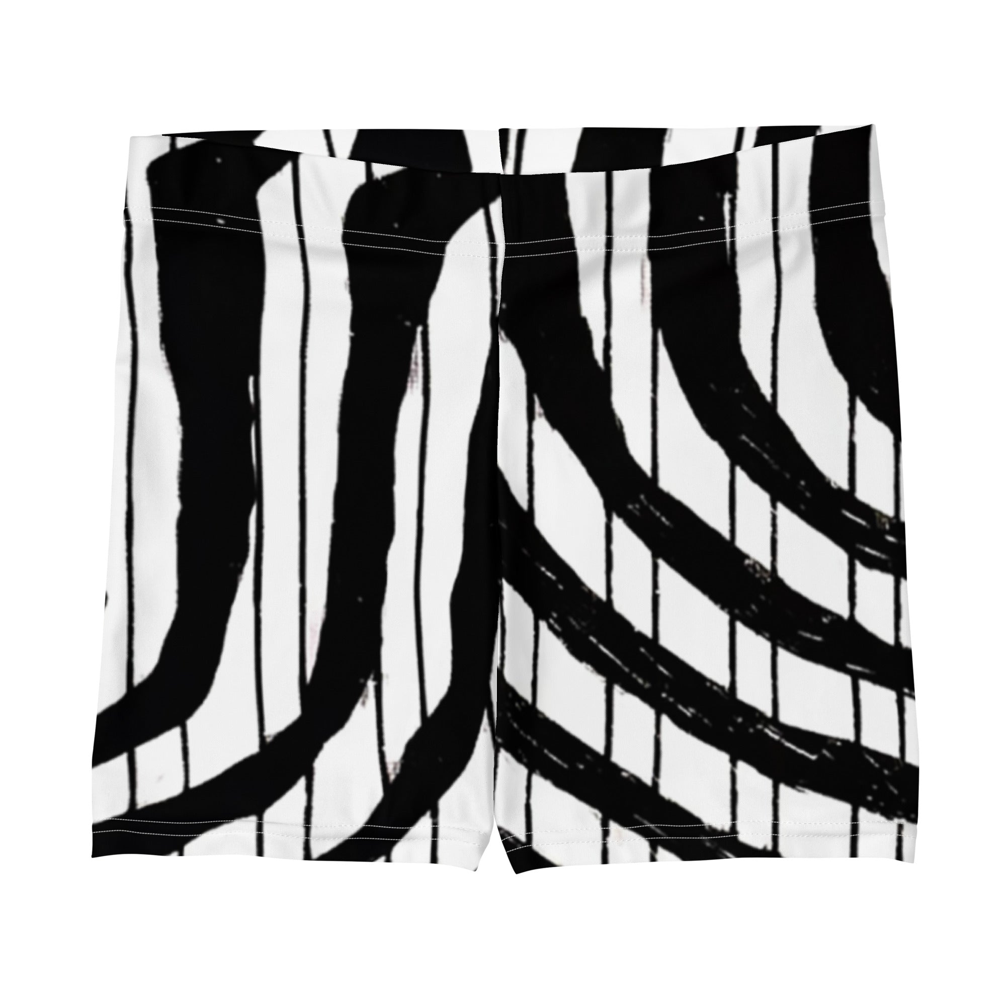 African Print Fitness Shorts | Black & White | Flow