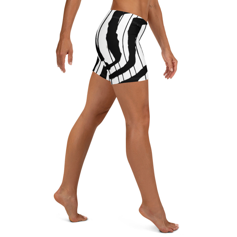 African Print Fitness Shorts | Black & White | Flow