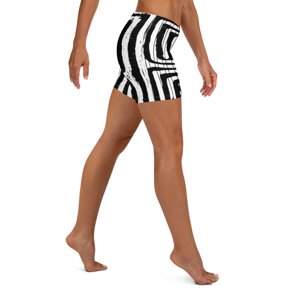 African Print Fitness Shorts | Black & White | Pulse