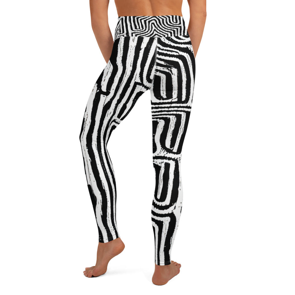 African Print Yoga Leggings | Black & White | Pulse