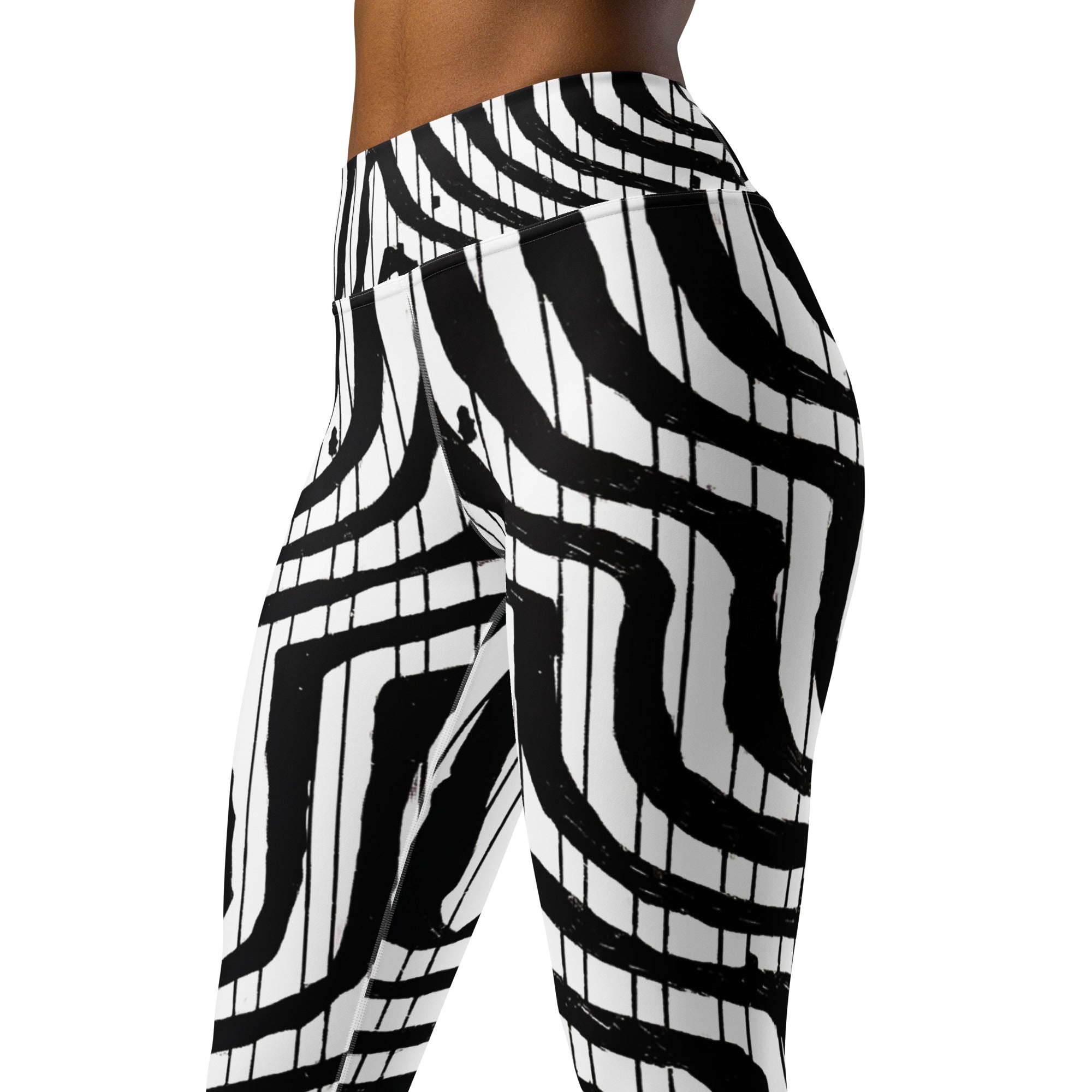 African Print Yoga Leggings | Black & White | Flow