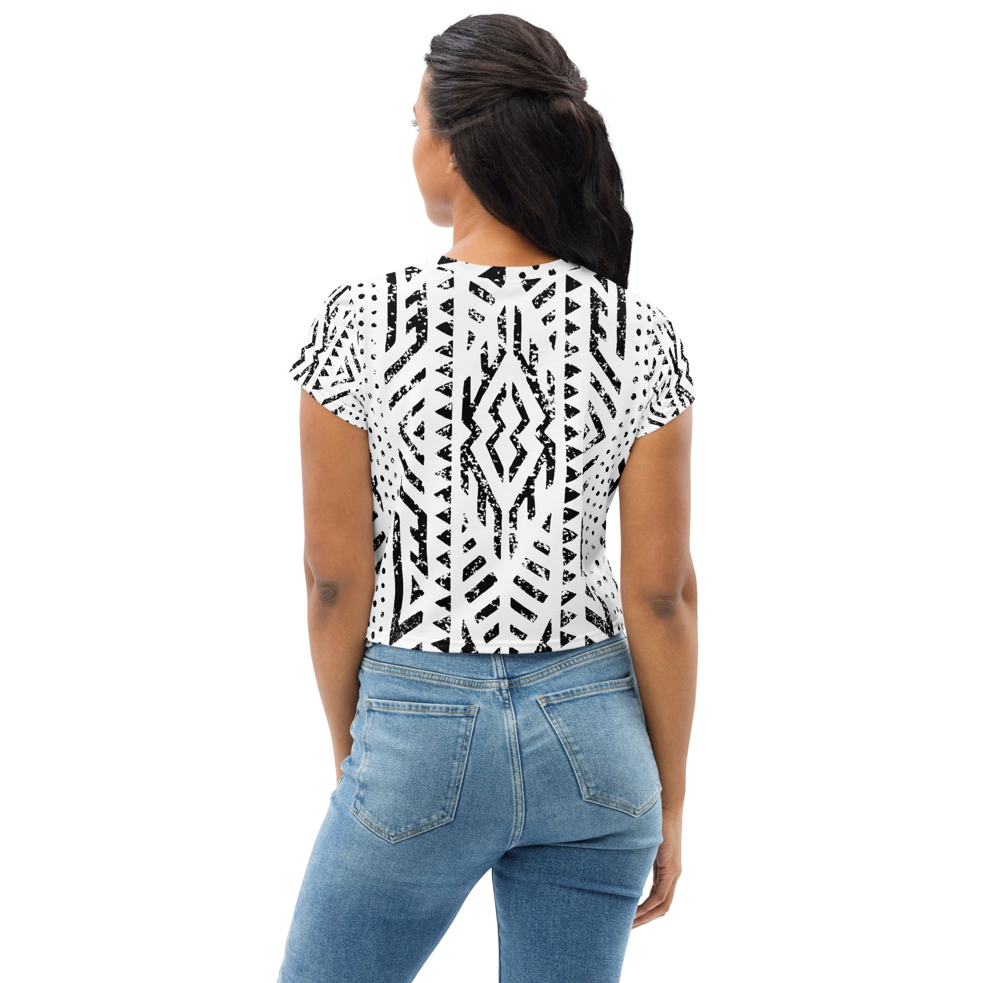 African Print Crop Tee | Black and white | Mirage - Love Africa Print