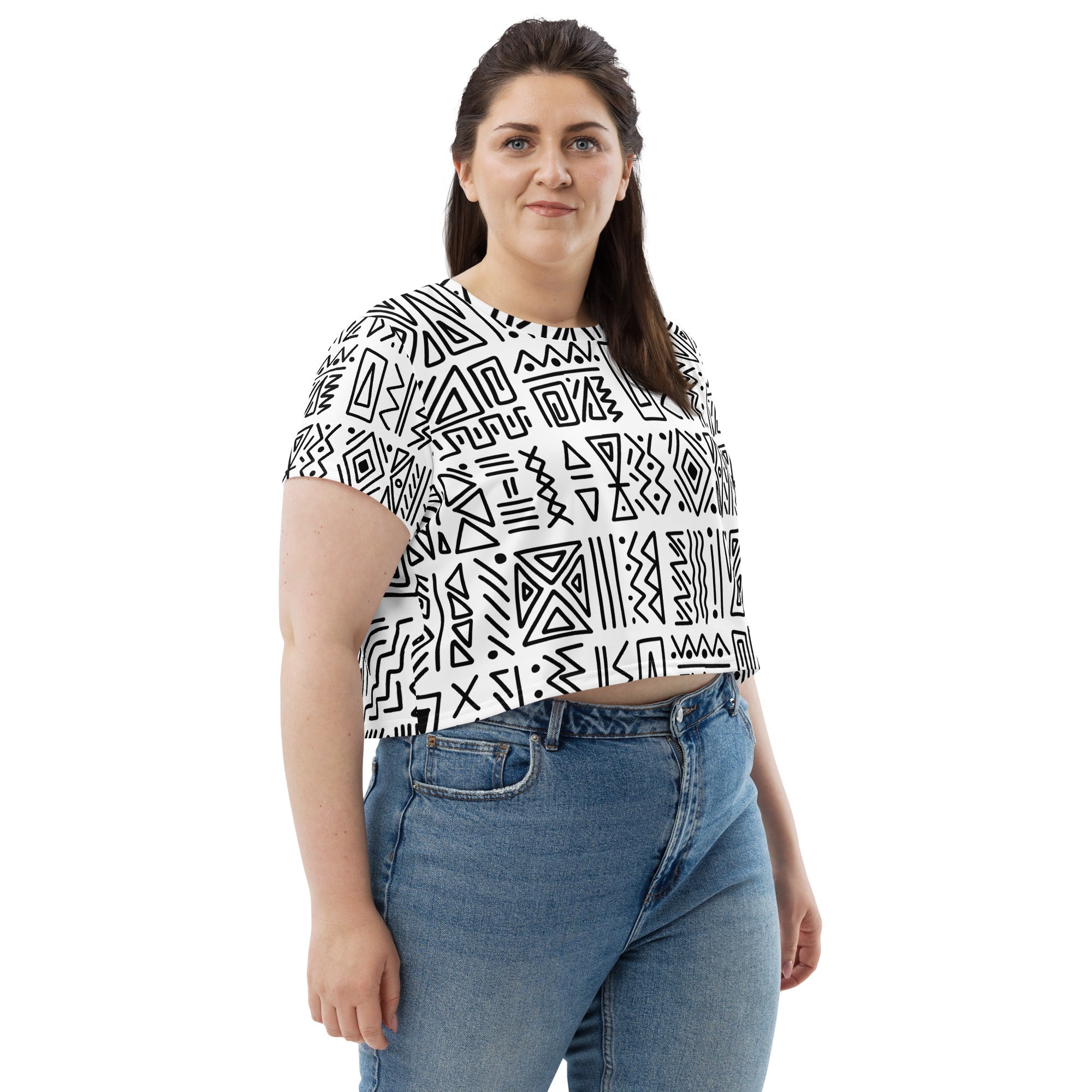 African Print Crop Tee | Black and white | Nomadic - Love Africa Print