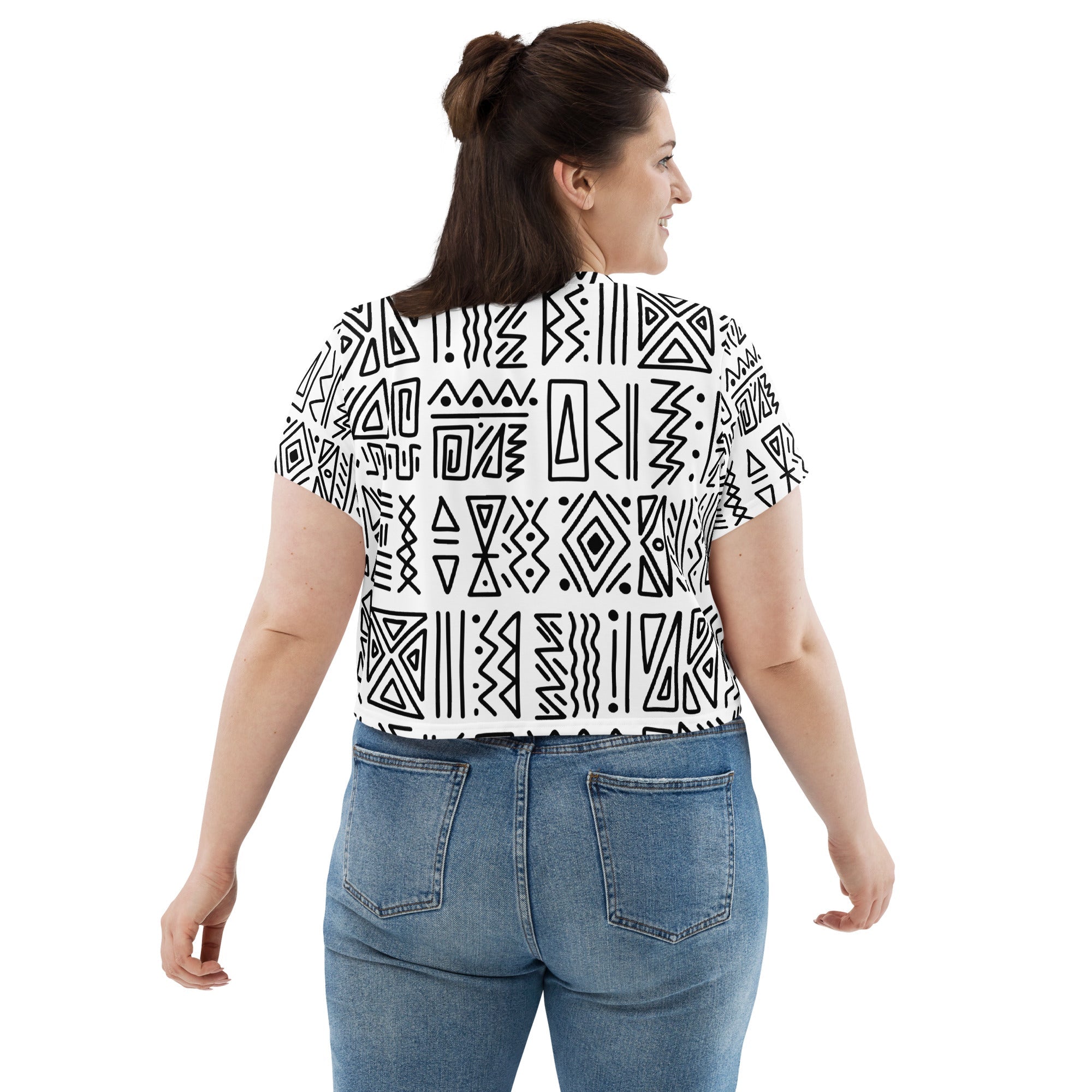 African Print Crop Tee | Black and white | Nomadic - Love Africa Print