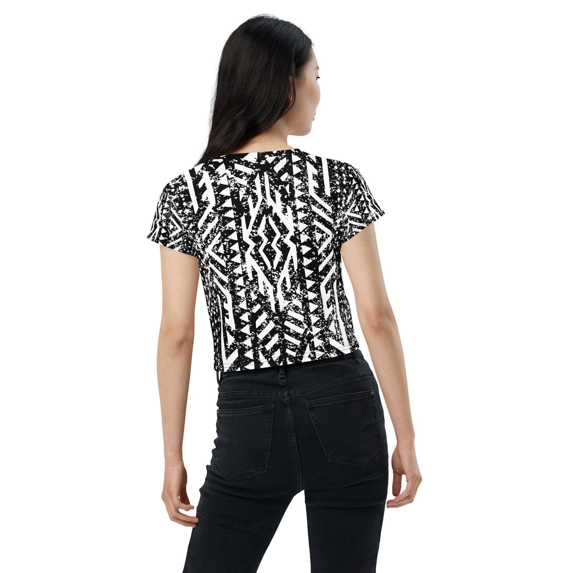 African Print Crop Tee | Black and white| Oasis - Love Africa Print