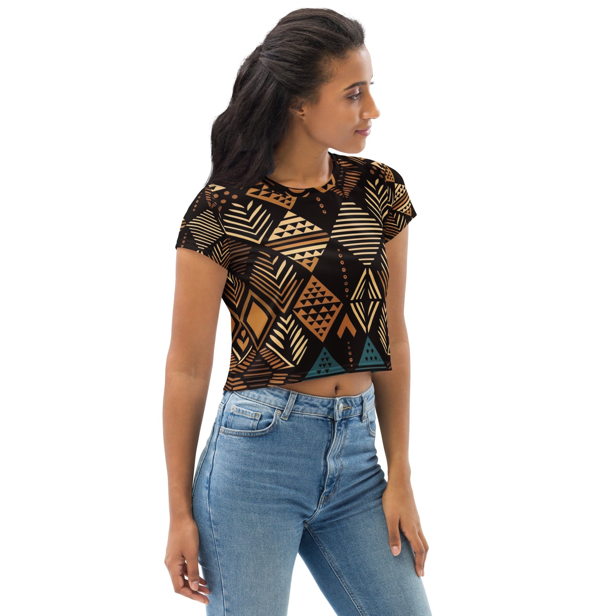 African Print Crop Tee | Earth Tones | Medina - Love Africa Print