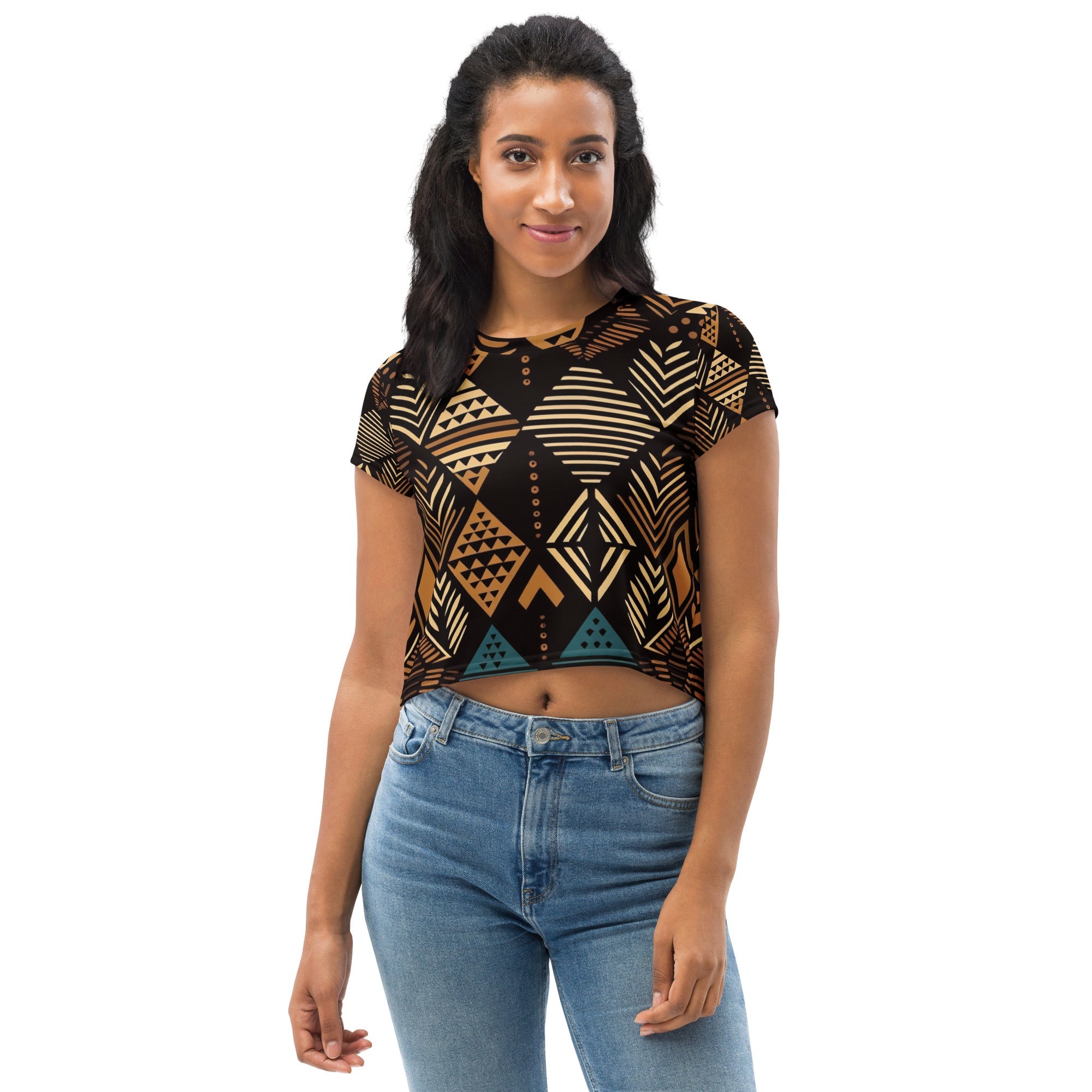 African Print Crop Tee | Earth Tones | Medina - Love Africa Print