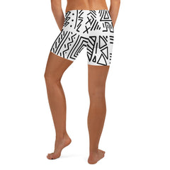 African Print Fitness Shorts | Black and White | Nomadic - Love Africa Print