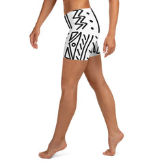 African Print Fitness Shorts | Black and White | Nomadic - Love Africa Print