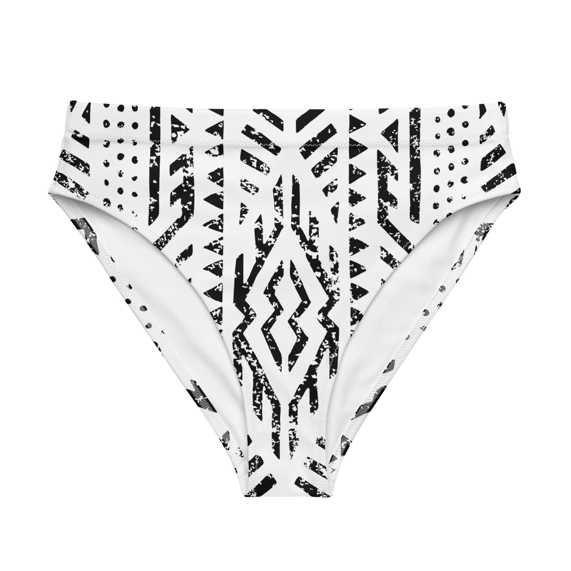 African Print High Waisted Bikini Bottom | Black and white | Mirage - Love Africa Print