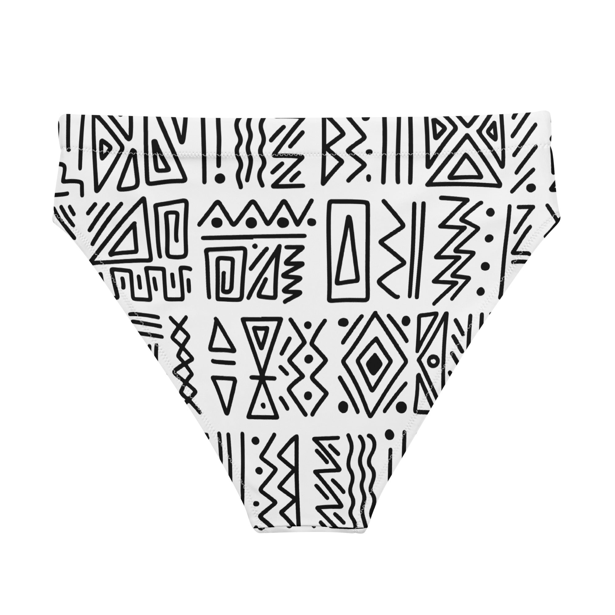 African Print High Waisted Bikini Bottom | Black and white | Nomadic - Love Africa Print