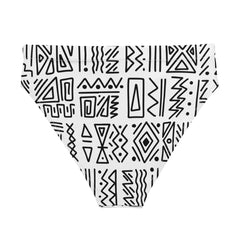 African Print High Waisted Bikini Bottom | Black and white | Nomadic - Love Africa Print