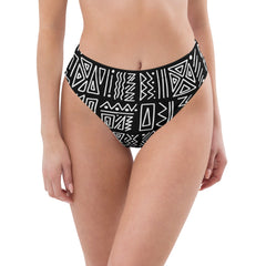 African Print High Waisted Bikini Bottom | Black and white | Rhythms - Love Africa Print