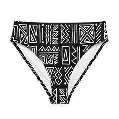 African Print High Waisted Bikini Bottom | Black and white | Rhythms - Love Africa Print