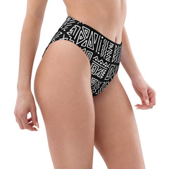 African Print High Waisted Bikini Bottom | Black and white | Rhythms - Love Africa Print