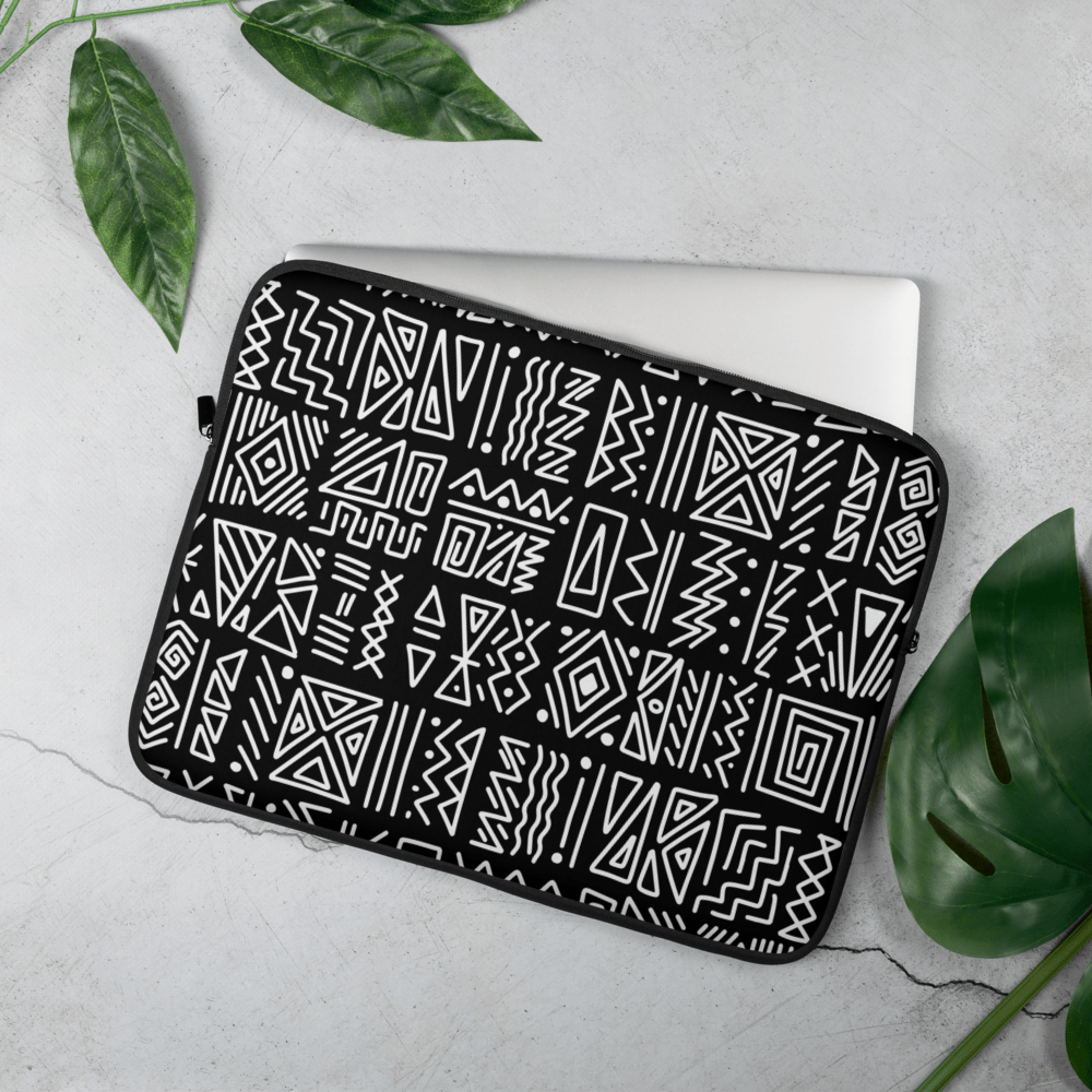 African Print Laptop Sleeve | Black and white | Rhythms - Love Africa Print