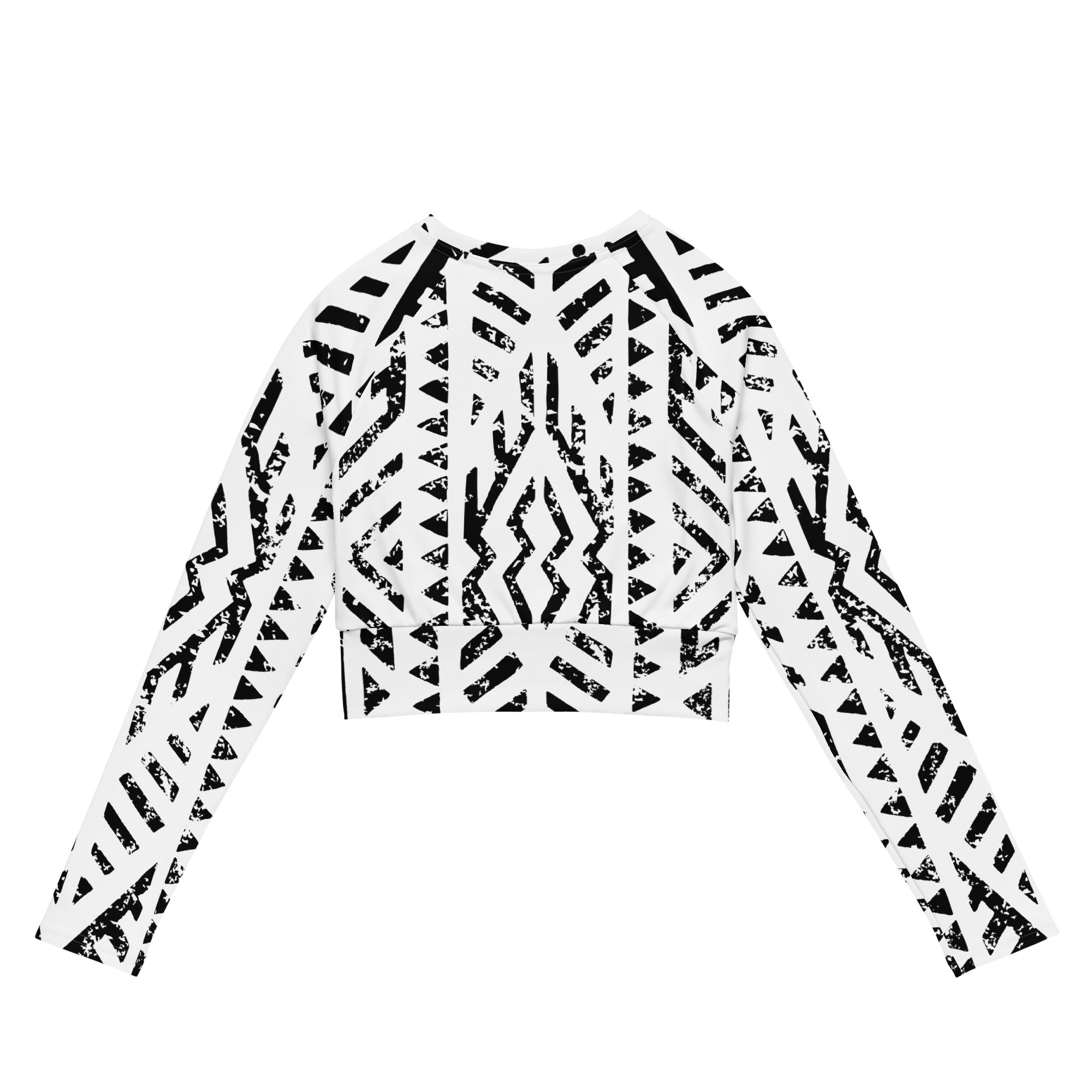 African Print Long Sleeve Crop Top | Black and white | Mirage - Love Africa Print