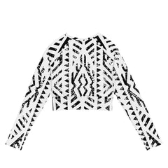 African Print Long Sleeve Crop Top | Black and white | Mirage - Love Africa Print