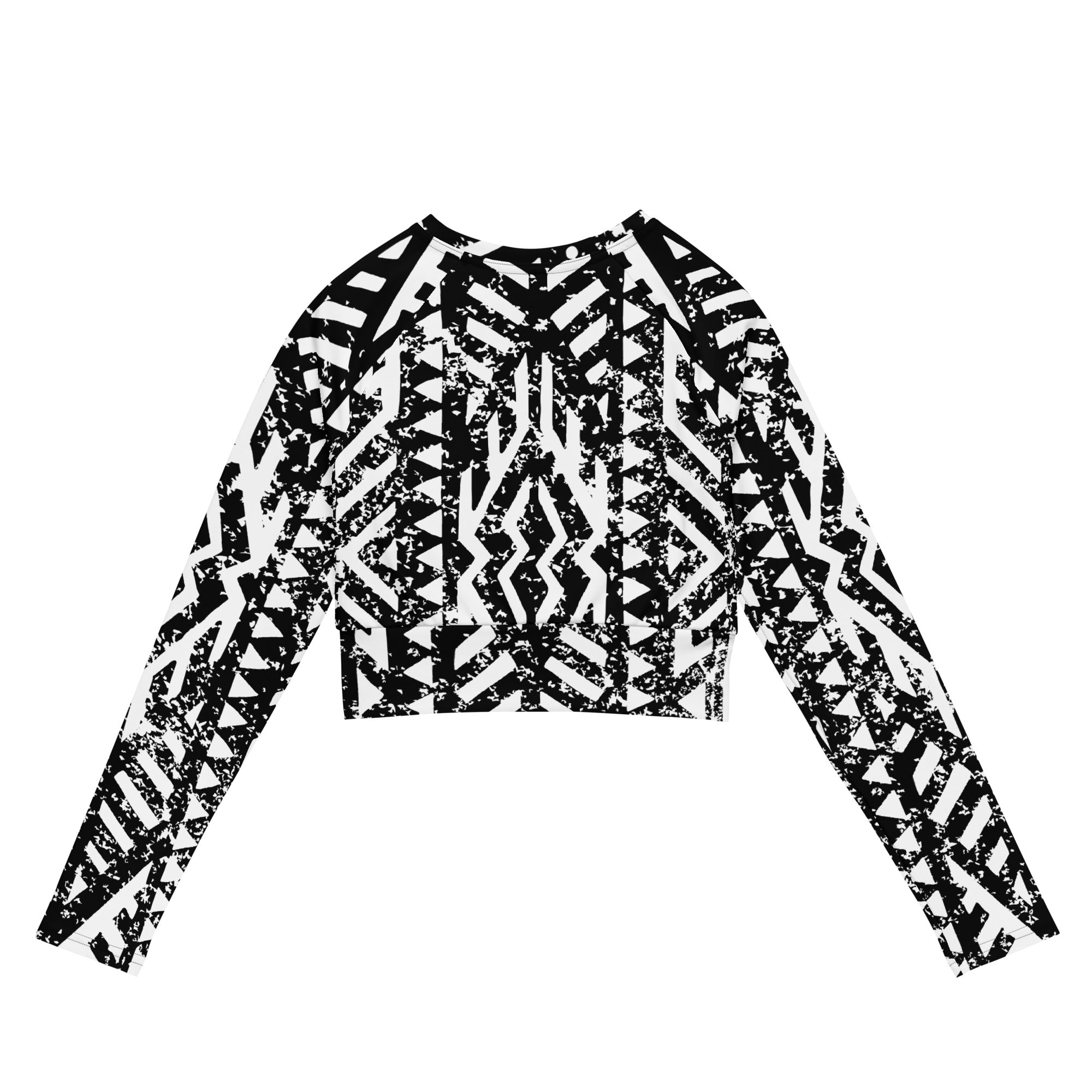 African Print Long Sleeve Crop Top | Black and white | Oasis - Love Africa Print