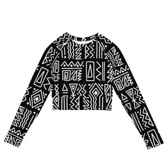 African Print Long Sleeve Crop Top | Black and white | Rhythms - Love Africa Print