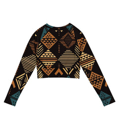 African Print Long Sleeve Crop Top | Earth Tones | Medina - Love Africa Print