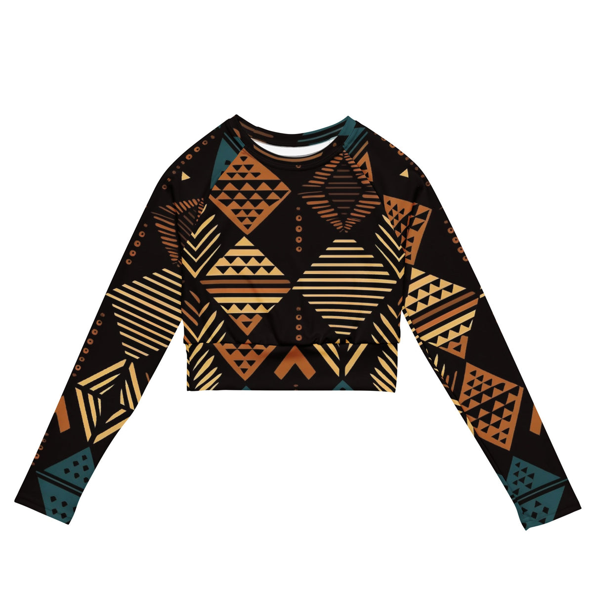 African Print Long Sleeve Crop Top | Earth Tones | Medina - Love Africa Print