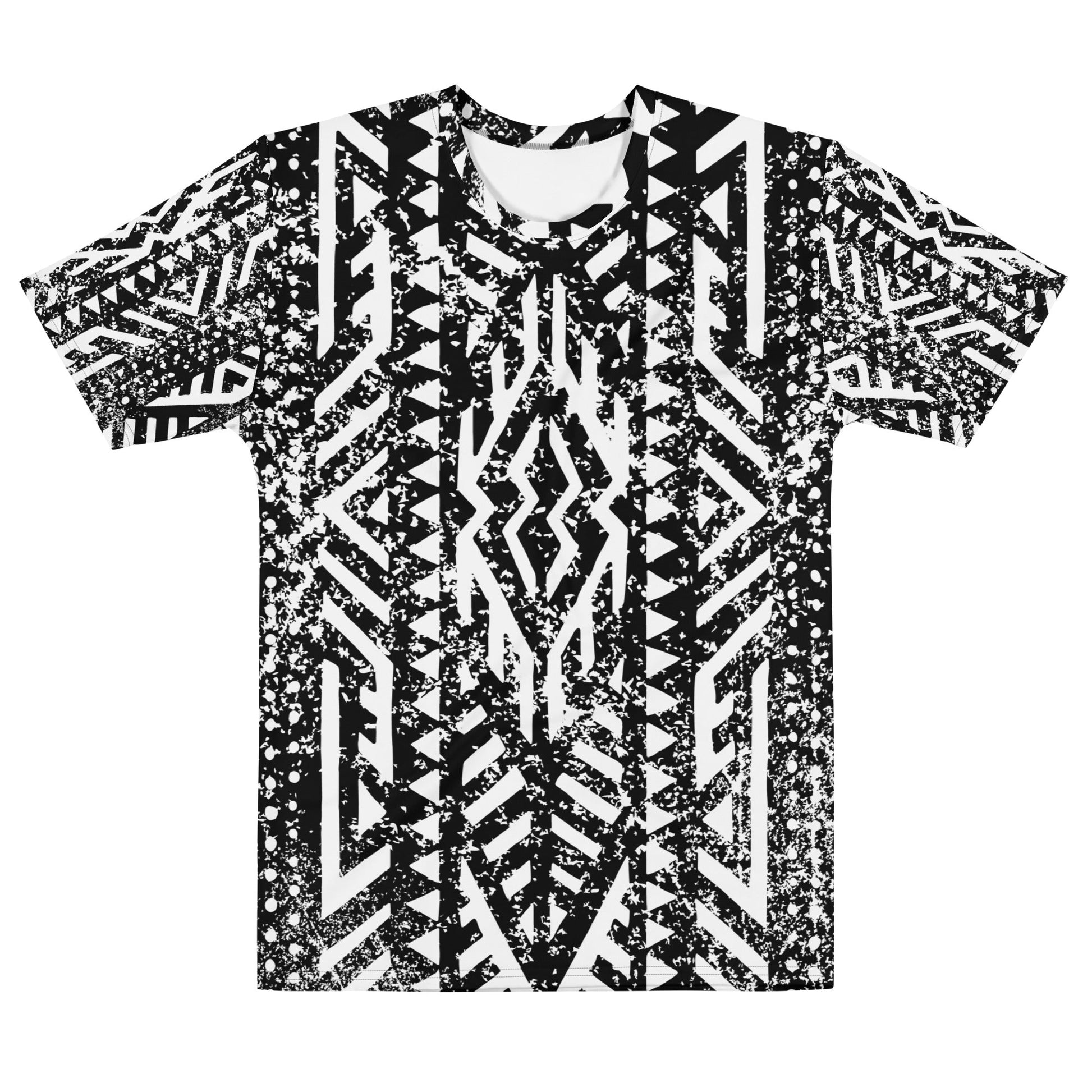 African Print Men’s Crew Neck T-Shirt | Black and White | Oasis