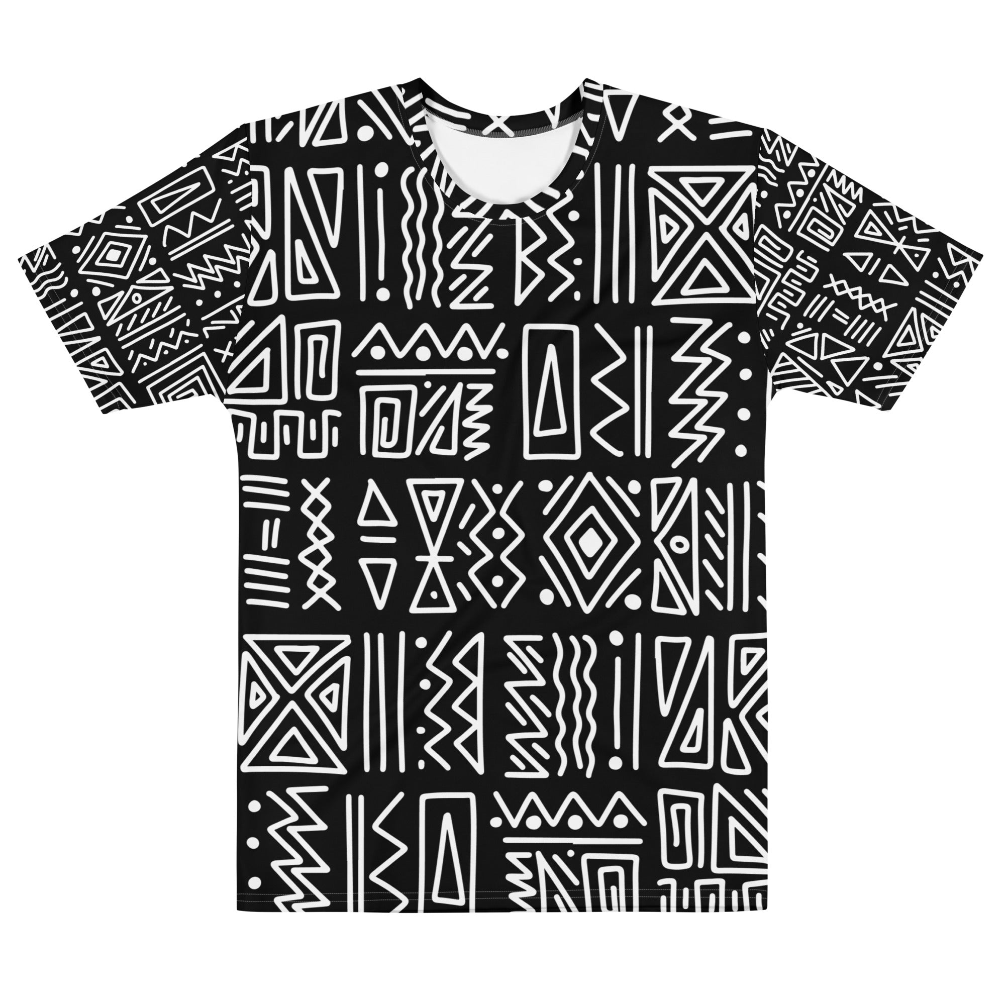 African Print Men’s Crew Neck T-Shirt | Black and White | Rhythms - Love Africa Print