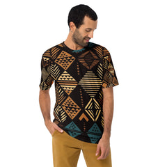 African Print Men’s Crew Neck T-Shirt | Earth Tones | Medina - Love Africa Print