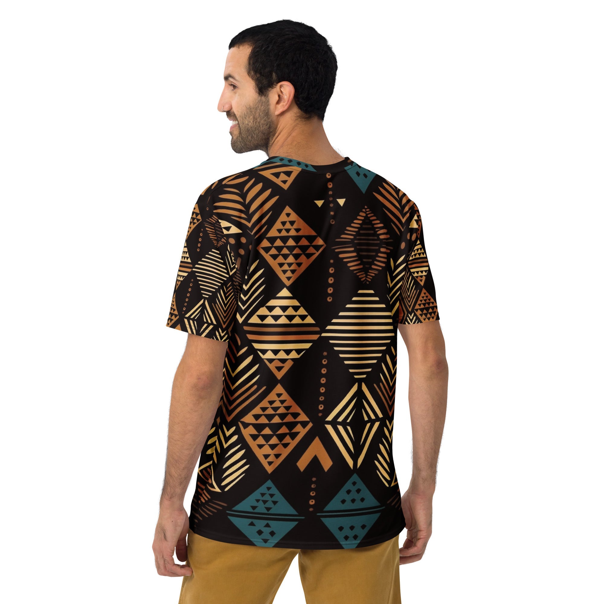 African Print Men’s Crew Neck T-Shirt | Earth Tones | Medina - Love Africa Print