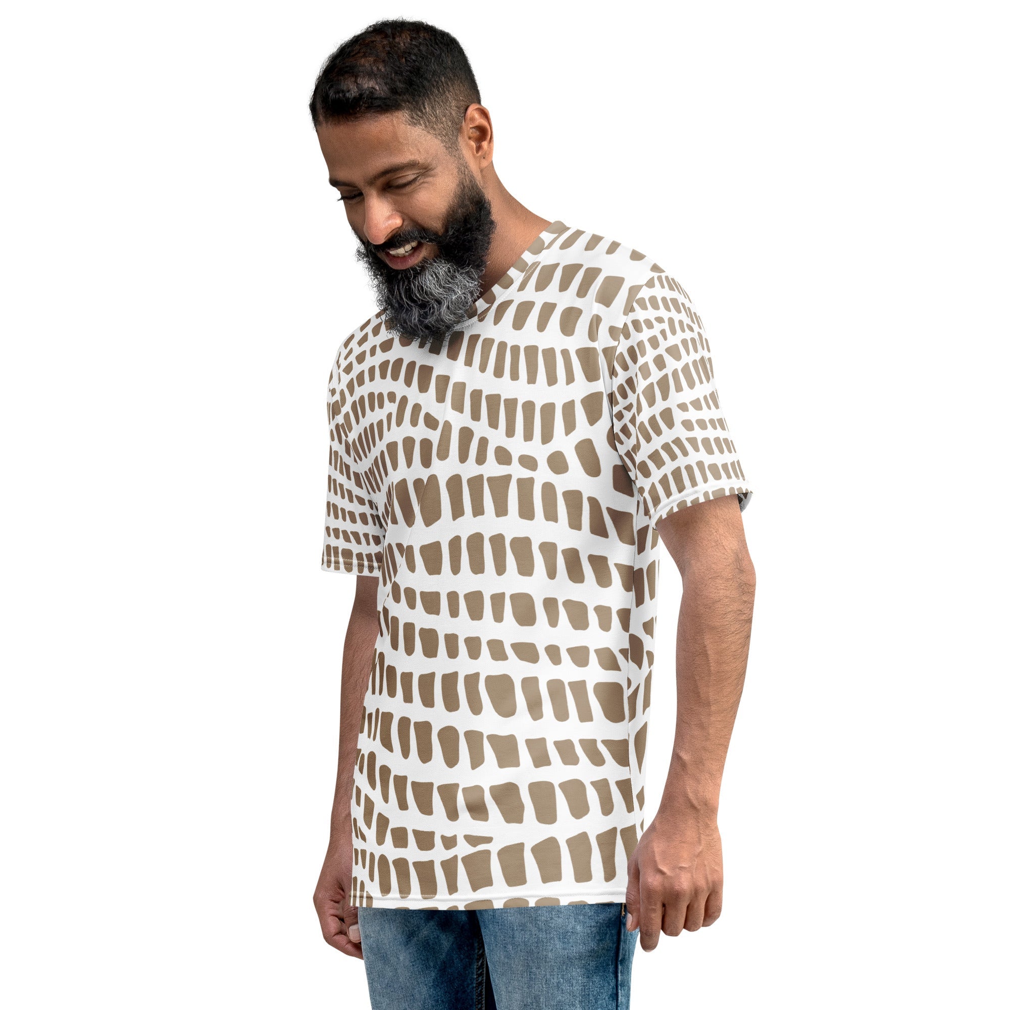 African Print Men’s Crew Neck T-Shirt | Nude Tones | Sahara - Love Africa Print