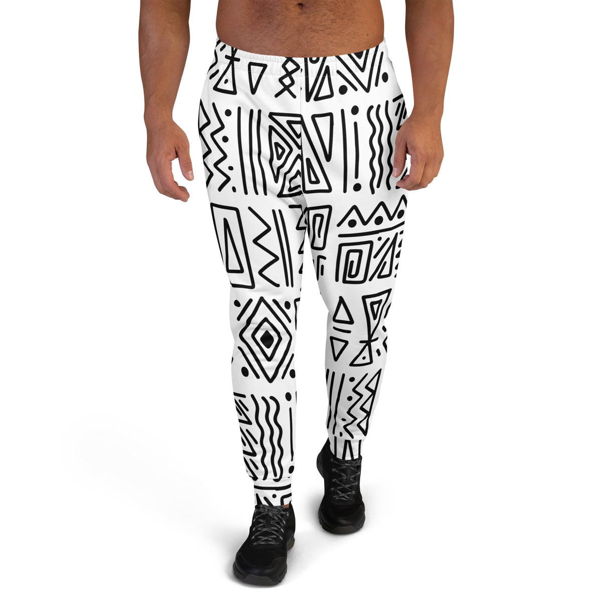 African Print Men's Joggers | Black and white | Nomadic - Love Africa Print