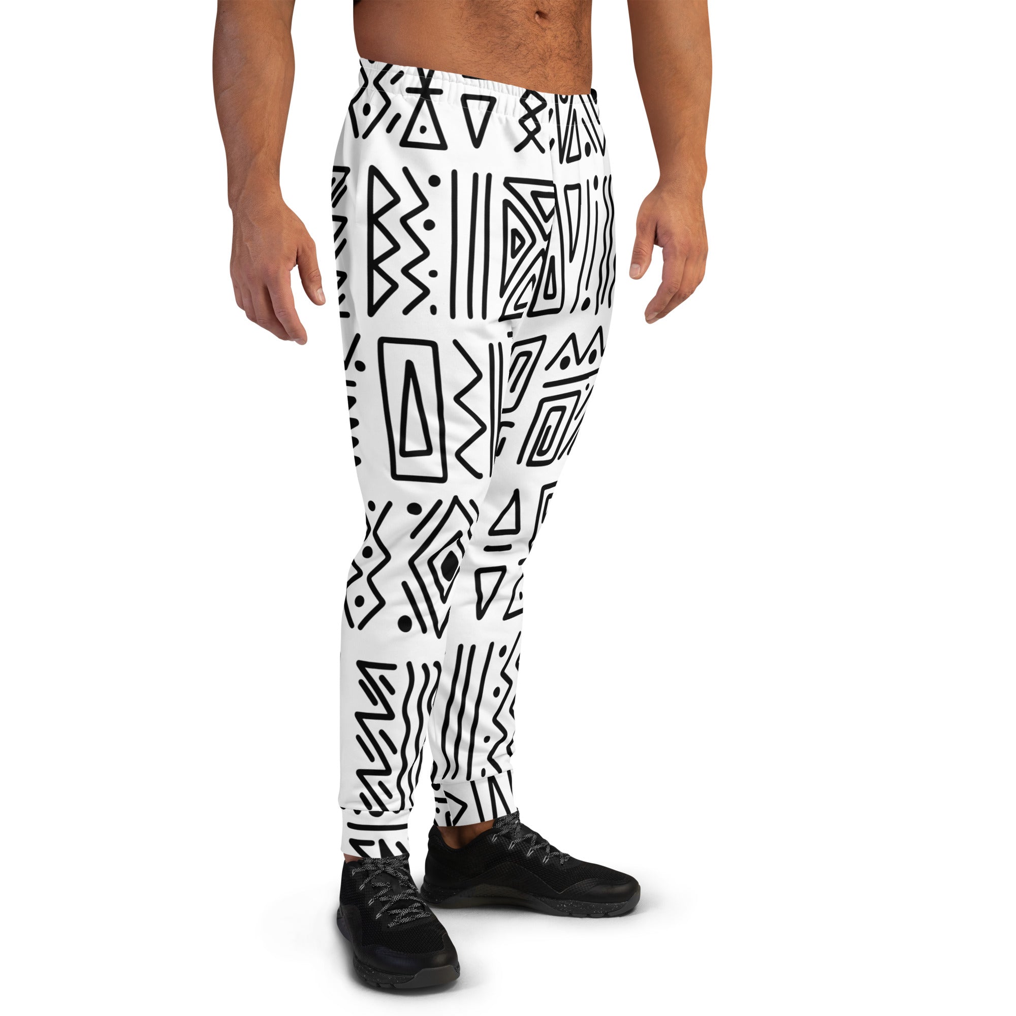 African Print Men's Joggers | Black and white | Nomadic - Love Africa Print