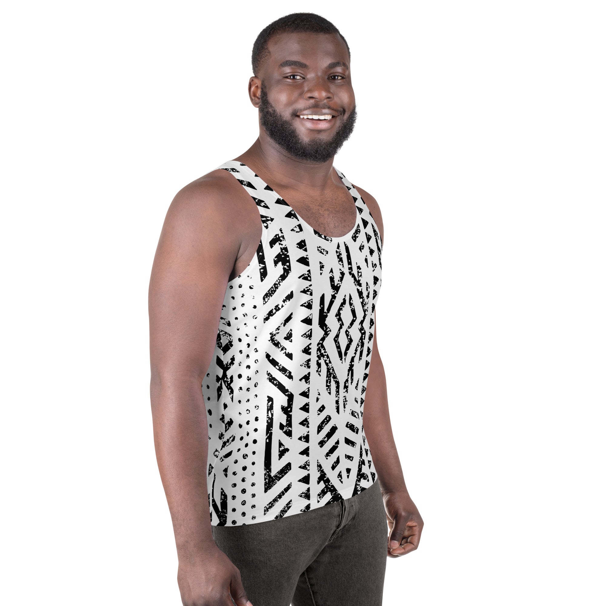 African Print Men's Tank Top | Black and white | Mirage - Love Africa Print