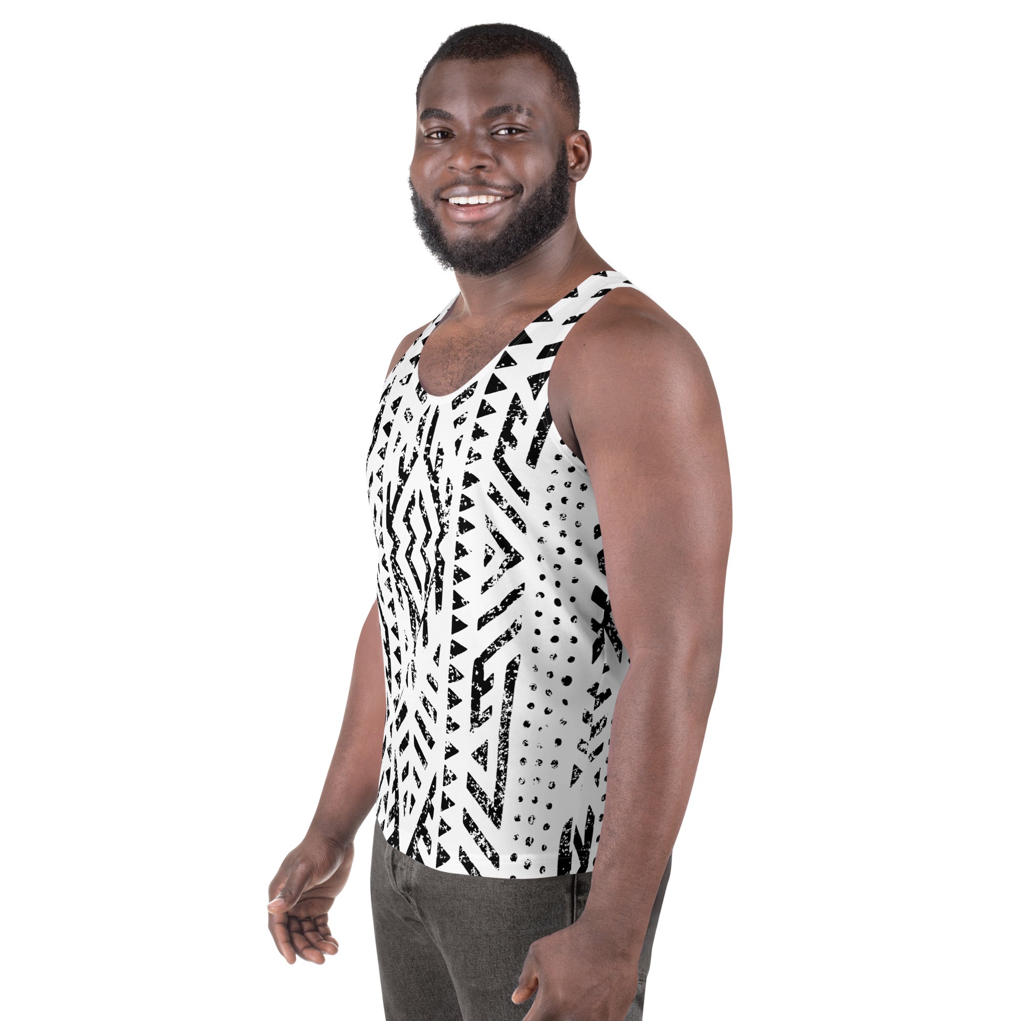 African Print Men's Tank Top | Black and white | Mirage - Love Africa Print