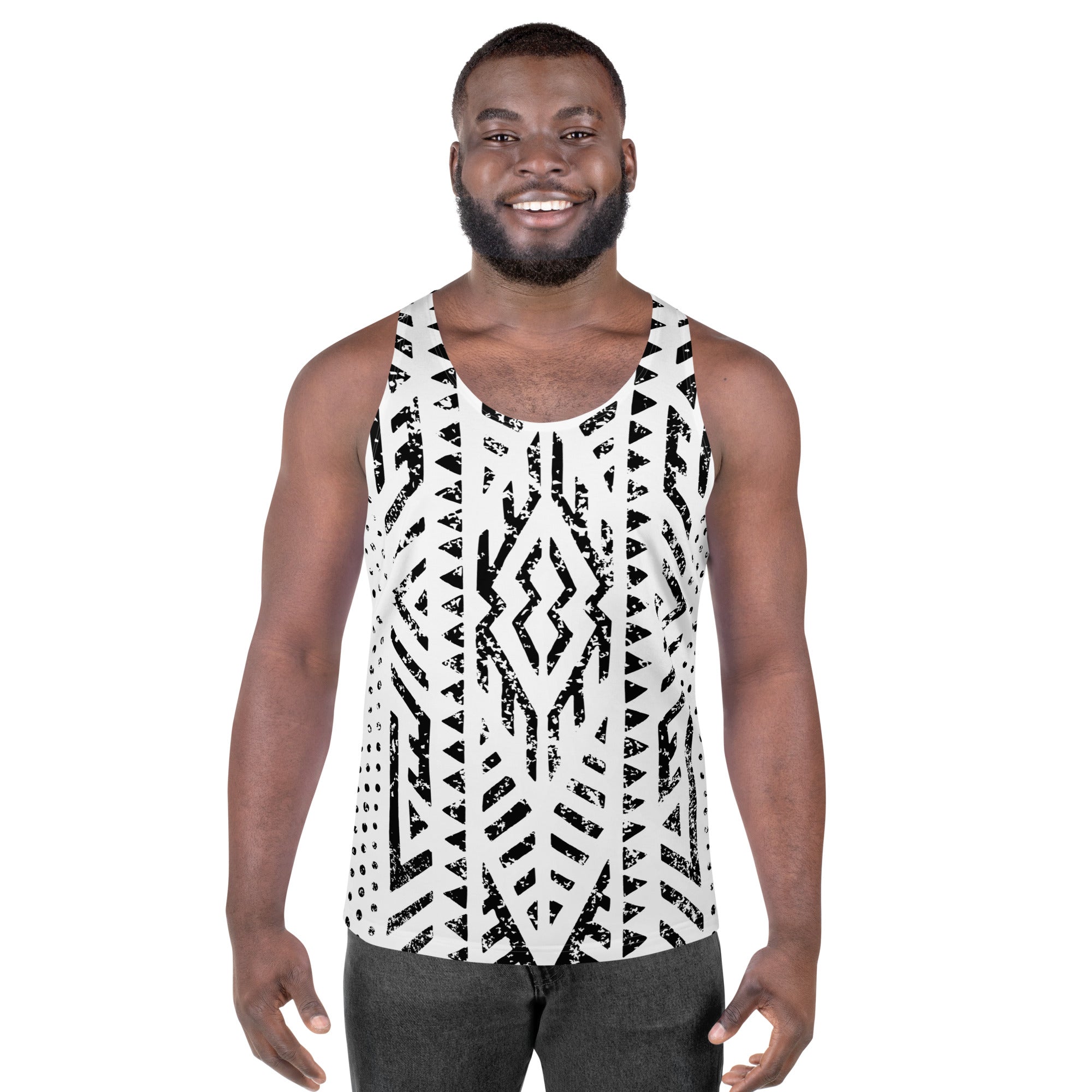 African Print Men's Tank Top | Black and white | Mirage - Love Africa Print