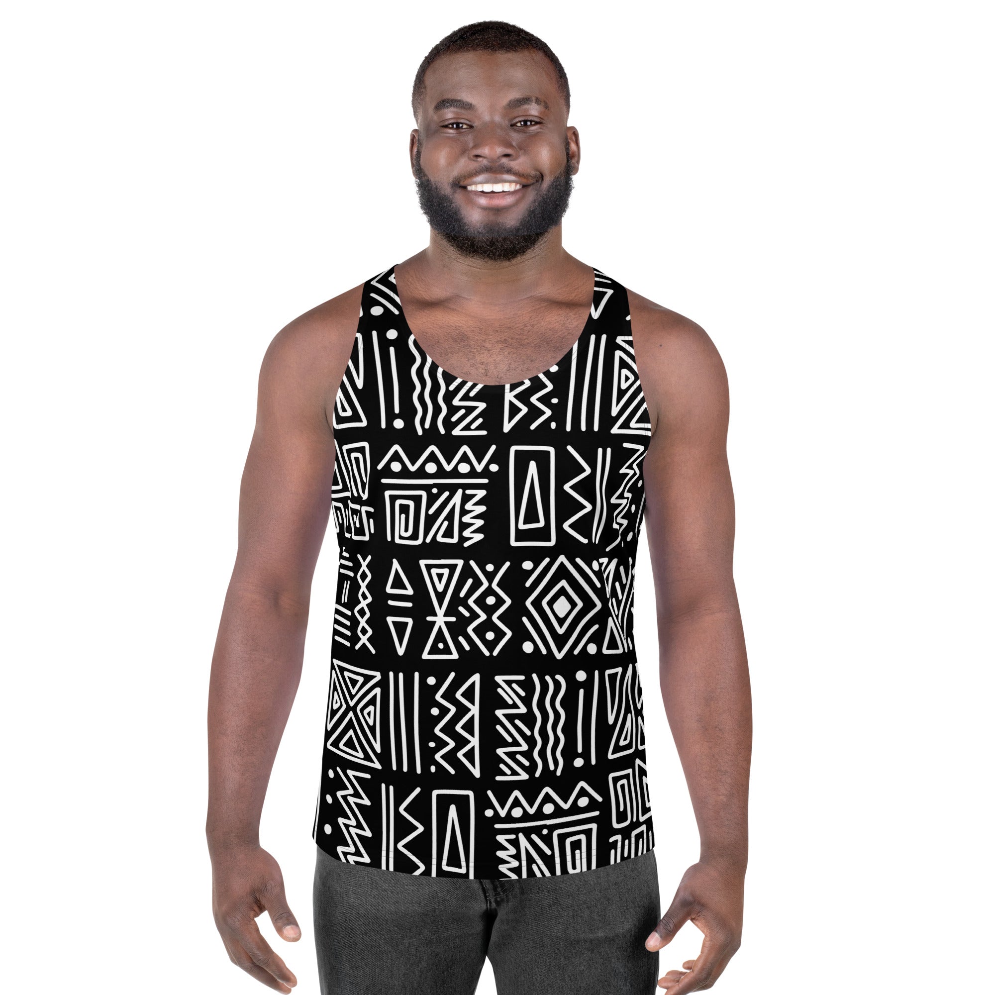 African Print Men's Tank Top | Black and white | Rhythms - Love Africa Print