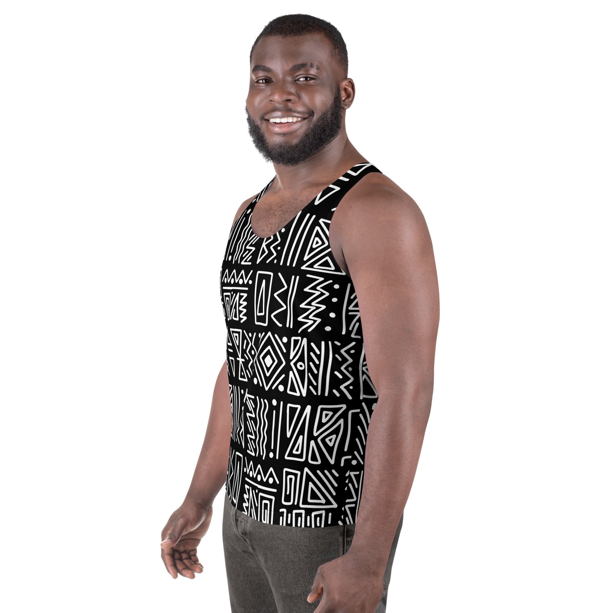 African Print Men's Tank Top | Black and white | Rhythms - Love Africa Print