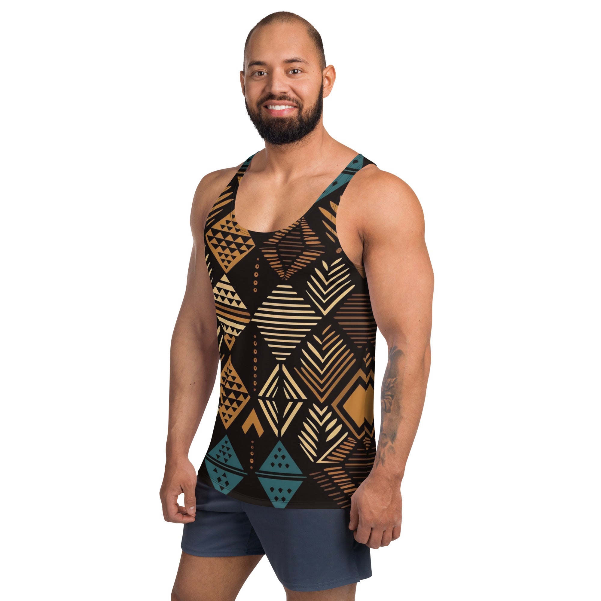 African Print Men's Tank Top | Earth tones | Medina - Love Africa Print