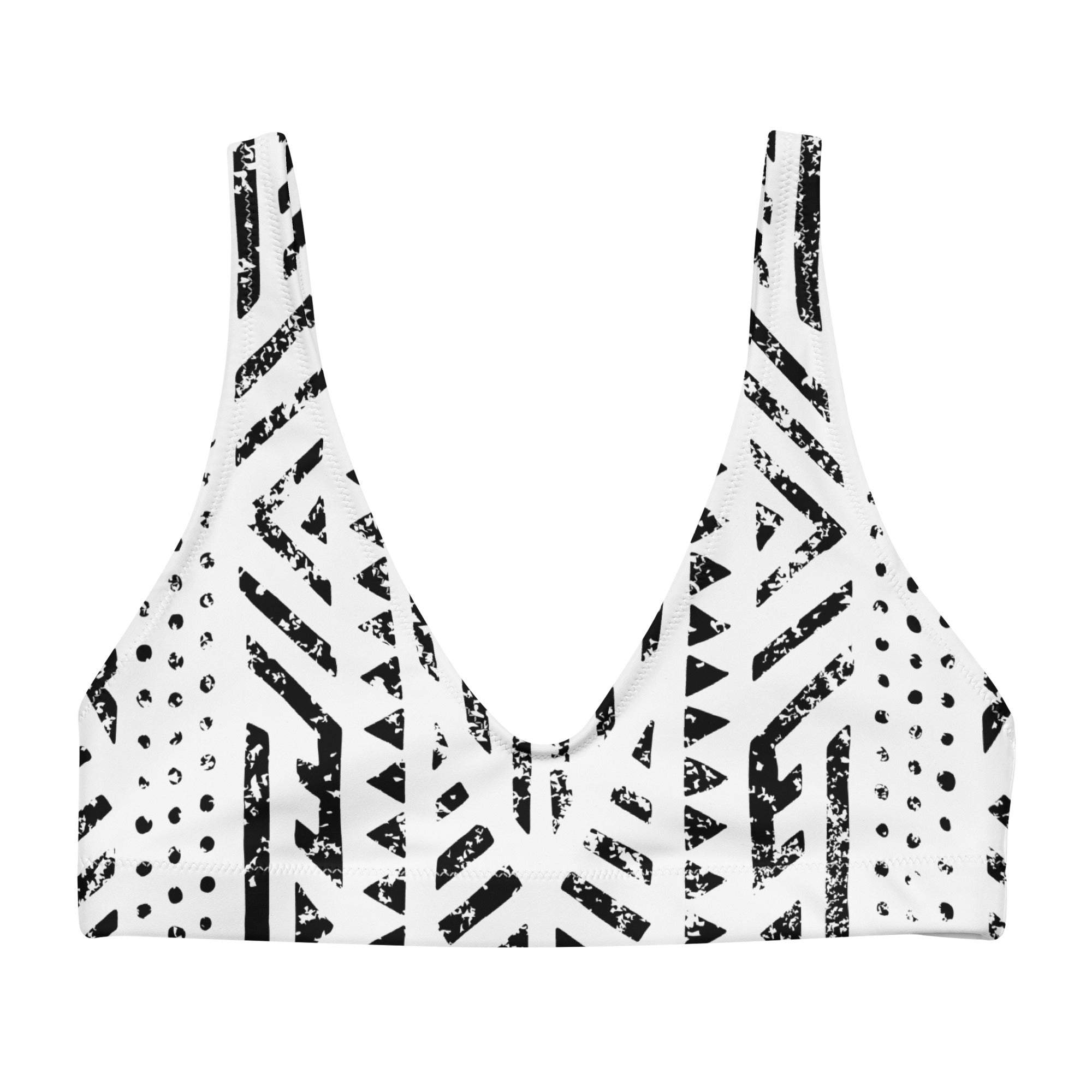 African Print Padded Bikini Top | Black and white | Mirage - Love Africa Print