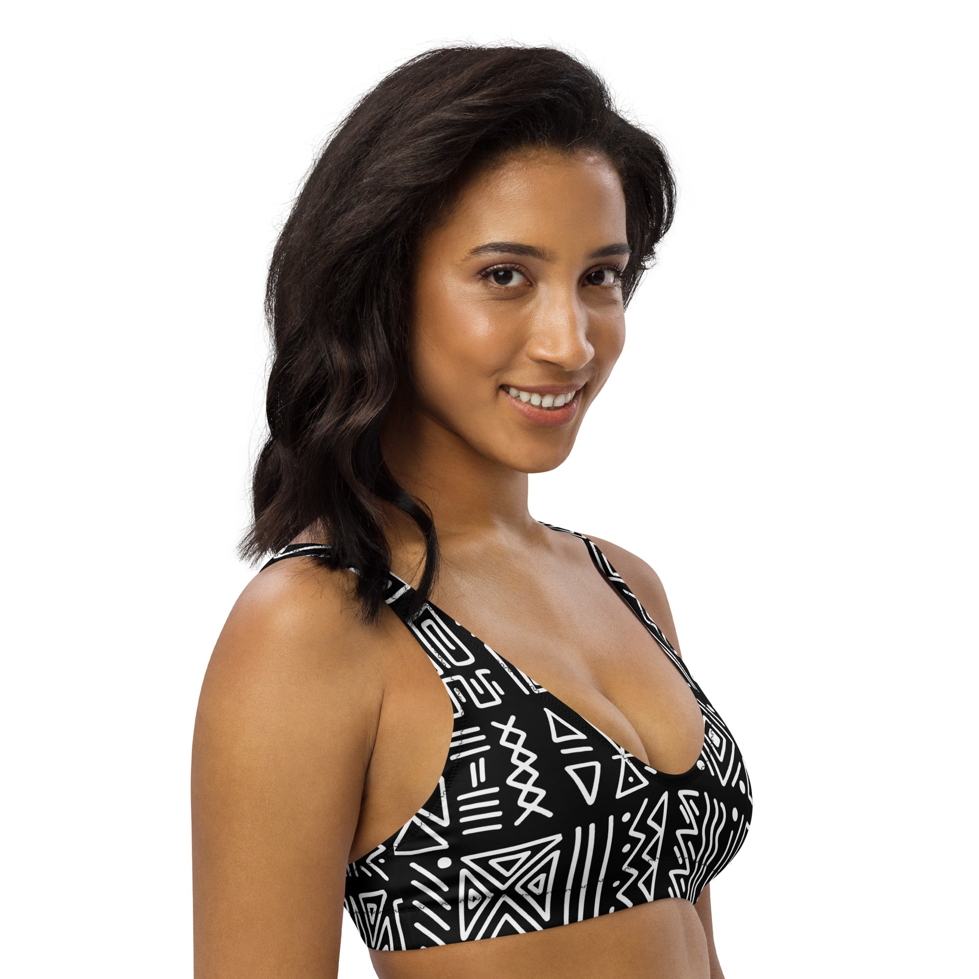 African Print Padded Bikini Top | Black and white | Rhythms - Love Africa Print