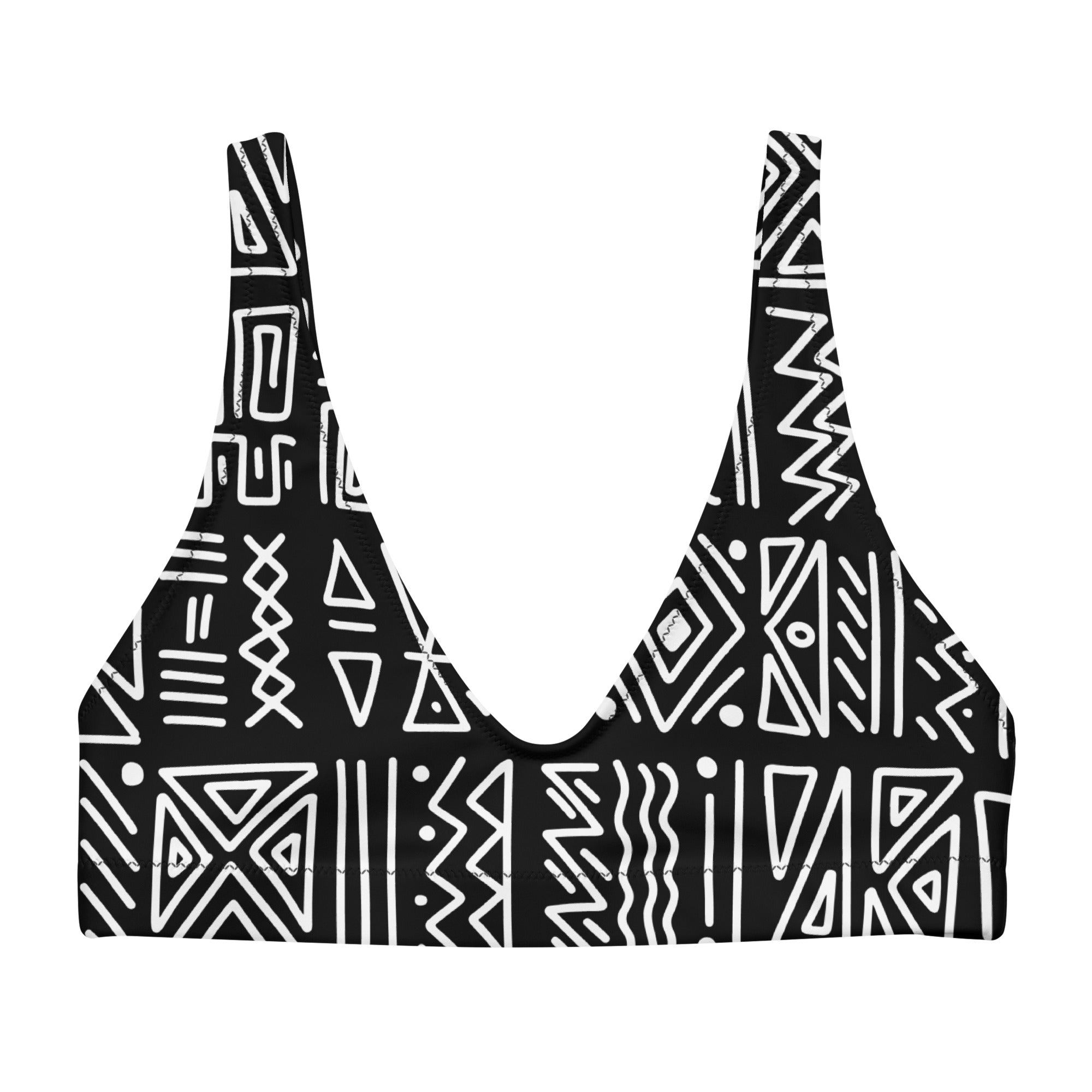 African Print Padded Bikini Top | Black and white | Rhythms - Love Africa Print