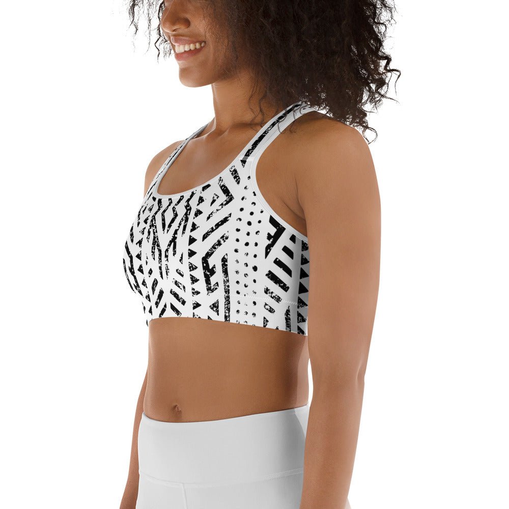 African Print Sports Bra| Black and white | Mirage - Love Africa Print