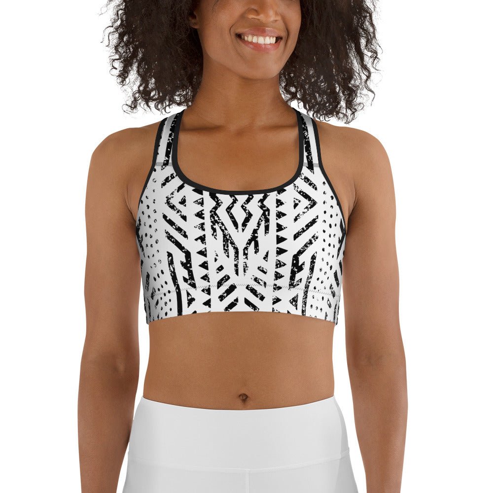 African Print Sports Bra| Black and white | Mirage - Love Africa Print